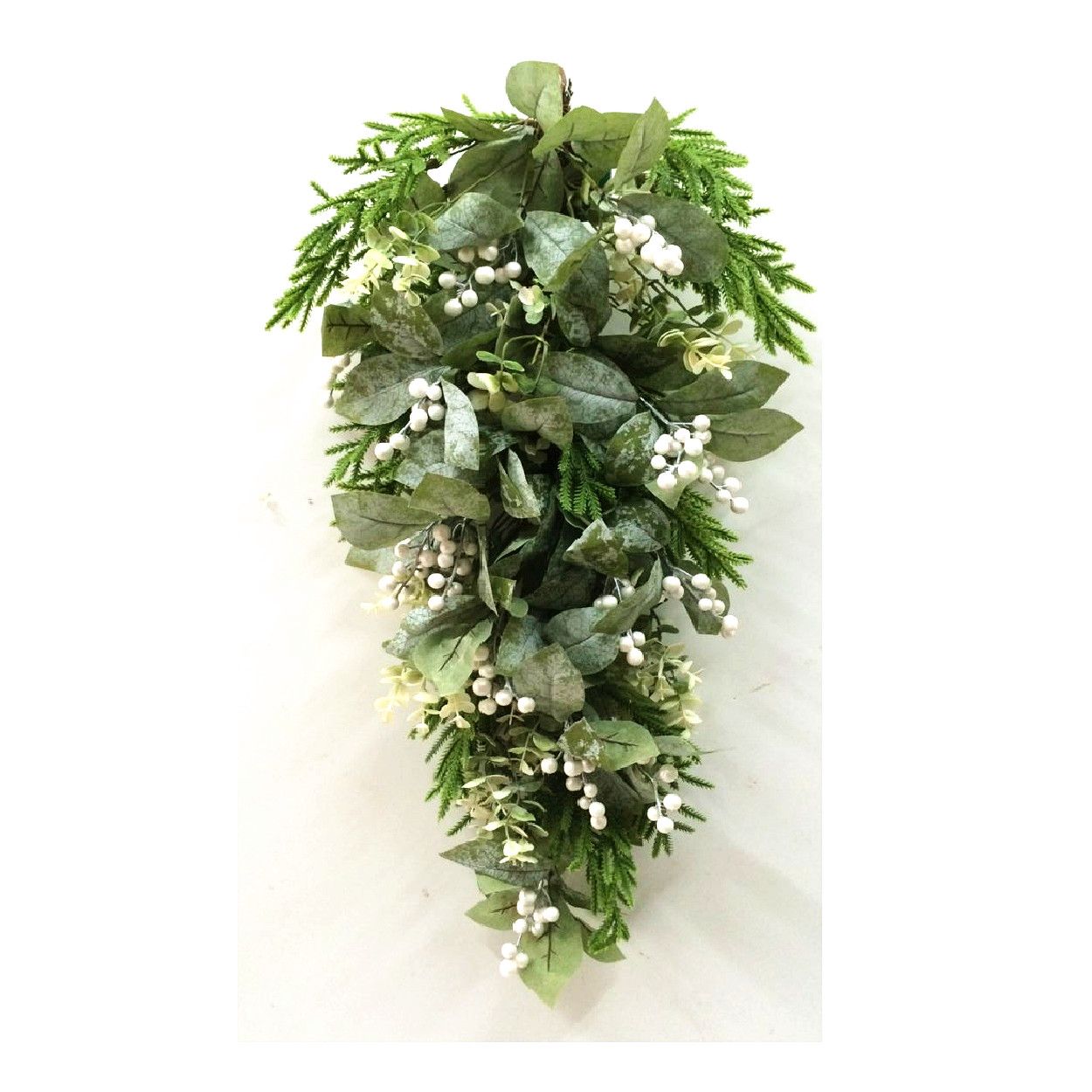 71cm White Berry & Foliage Tear Drop