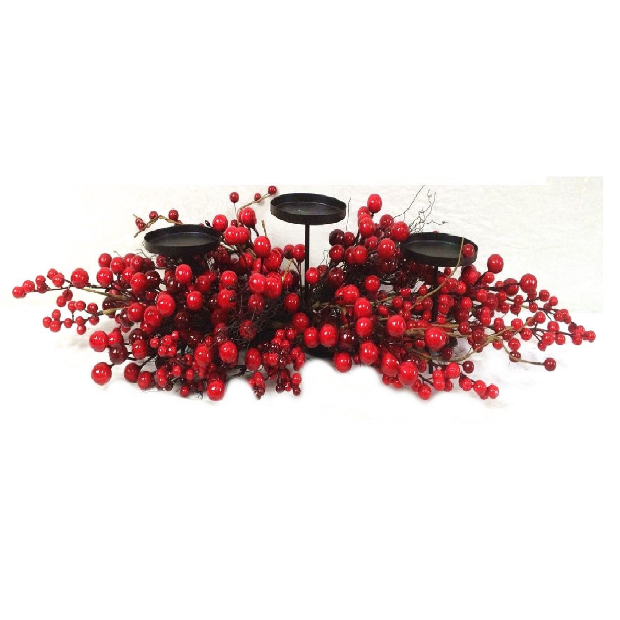 71cm Red Berry Festive Candle Holder