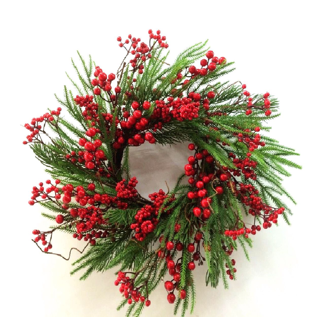 66cm Red Berry & Pine Wreath