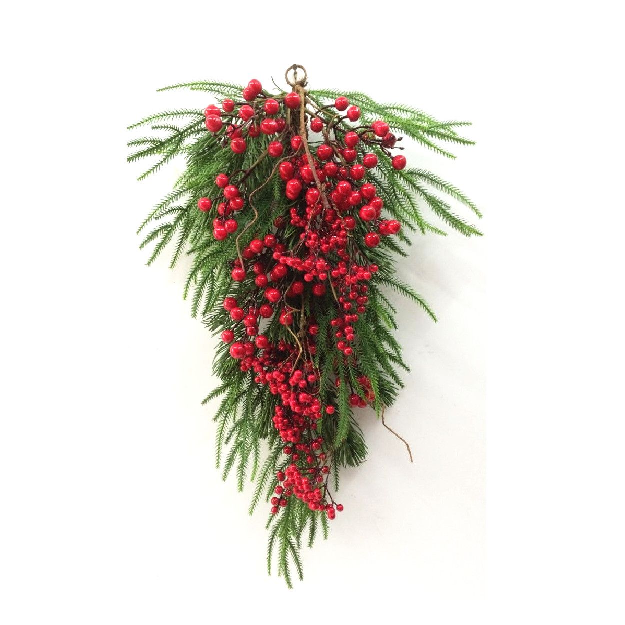 81cm Red Berry & Pine Tear Drop