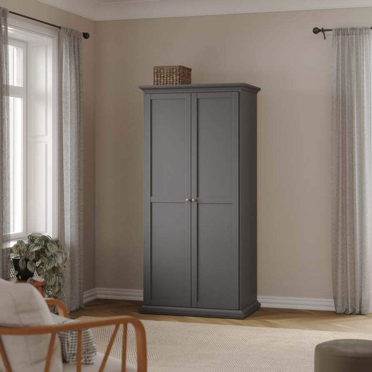 Monacco 2 Door Wardrobe Grey