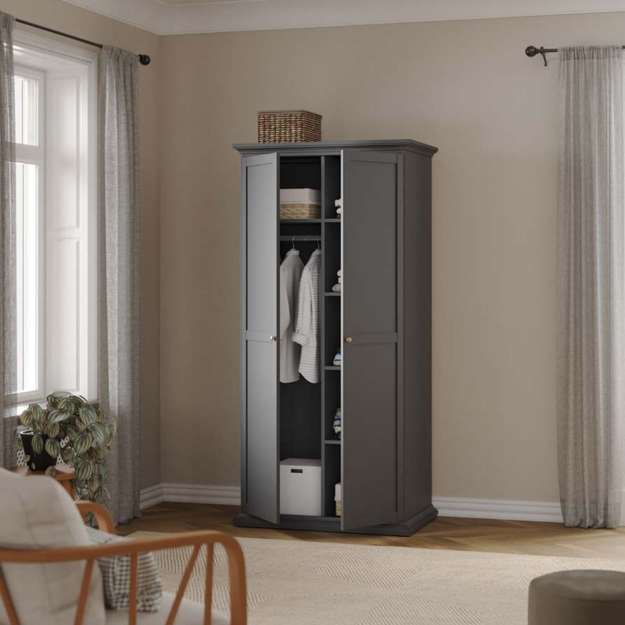 Monacco 2 Door Wardrobe Grey