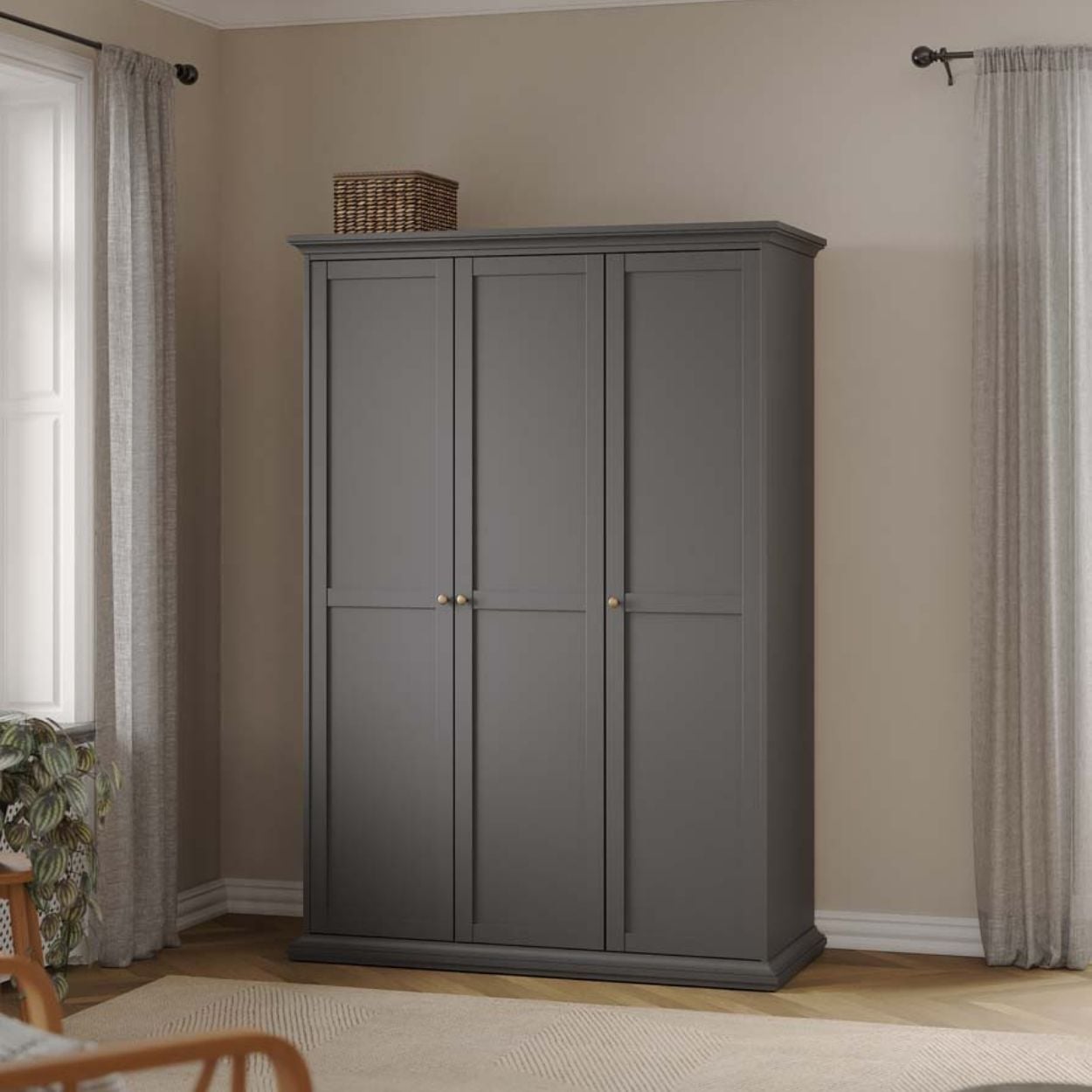 Monaco 3 Door Wardrobe Grey