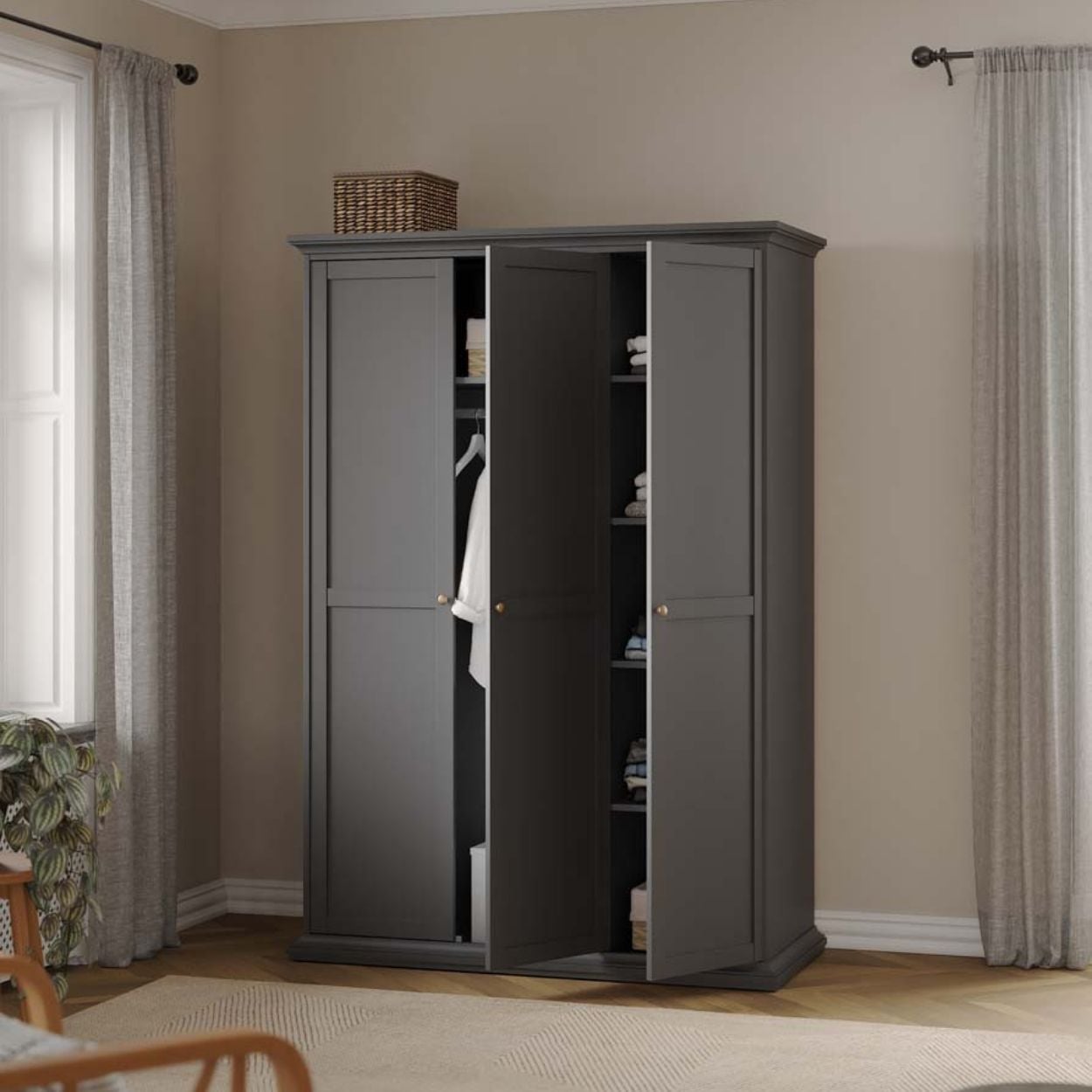 Monaco 3 Door Wardrobe Grey