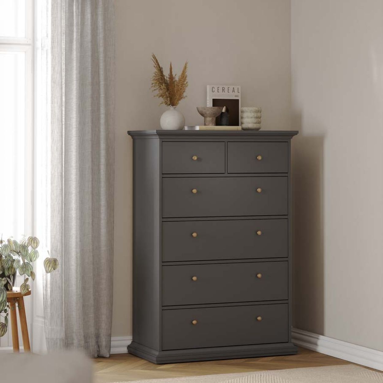 Monacco 6 Drawer Chest Grey