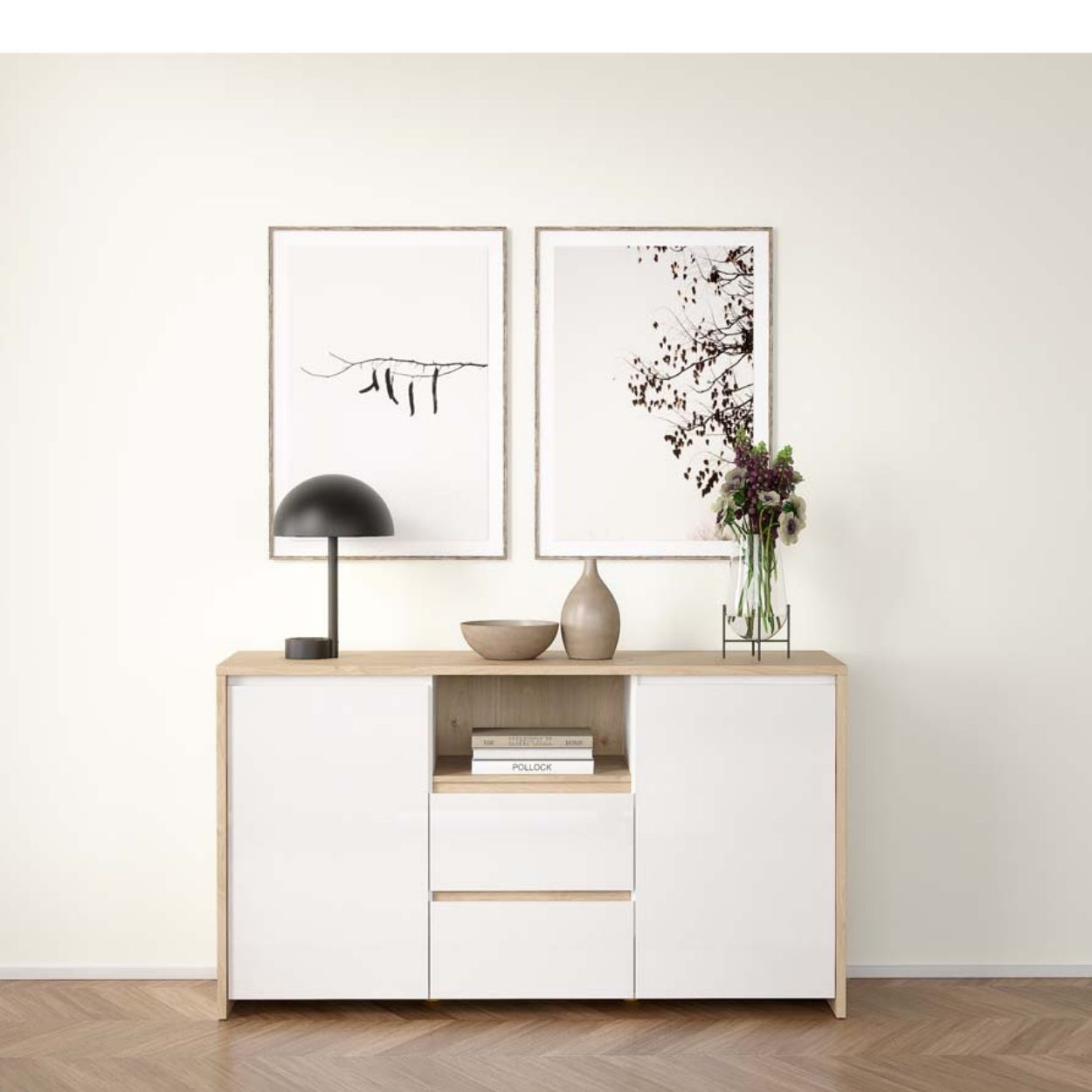 White High Gloss Oak Living Unit