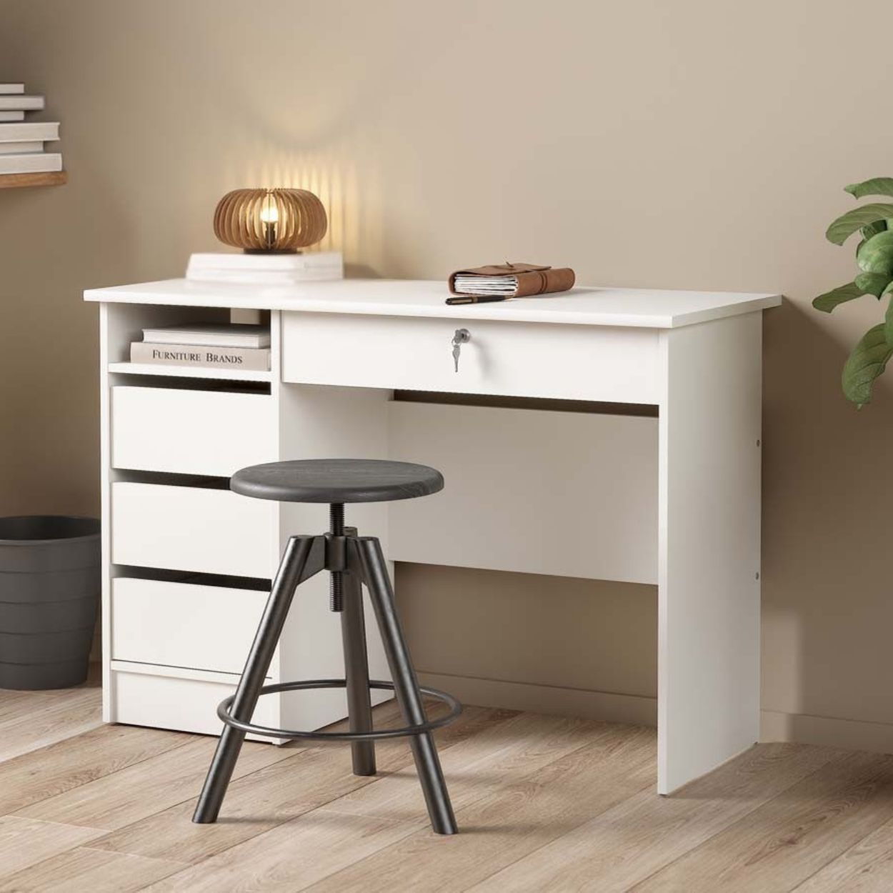 Function Plus Desk White 109.3x 48.5 x 75.6 cm