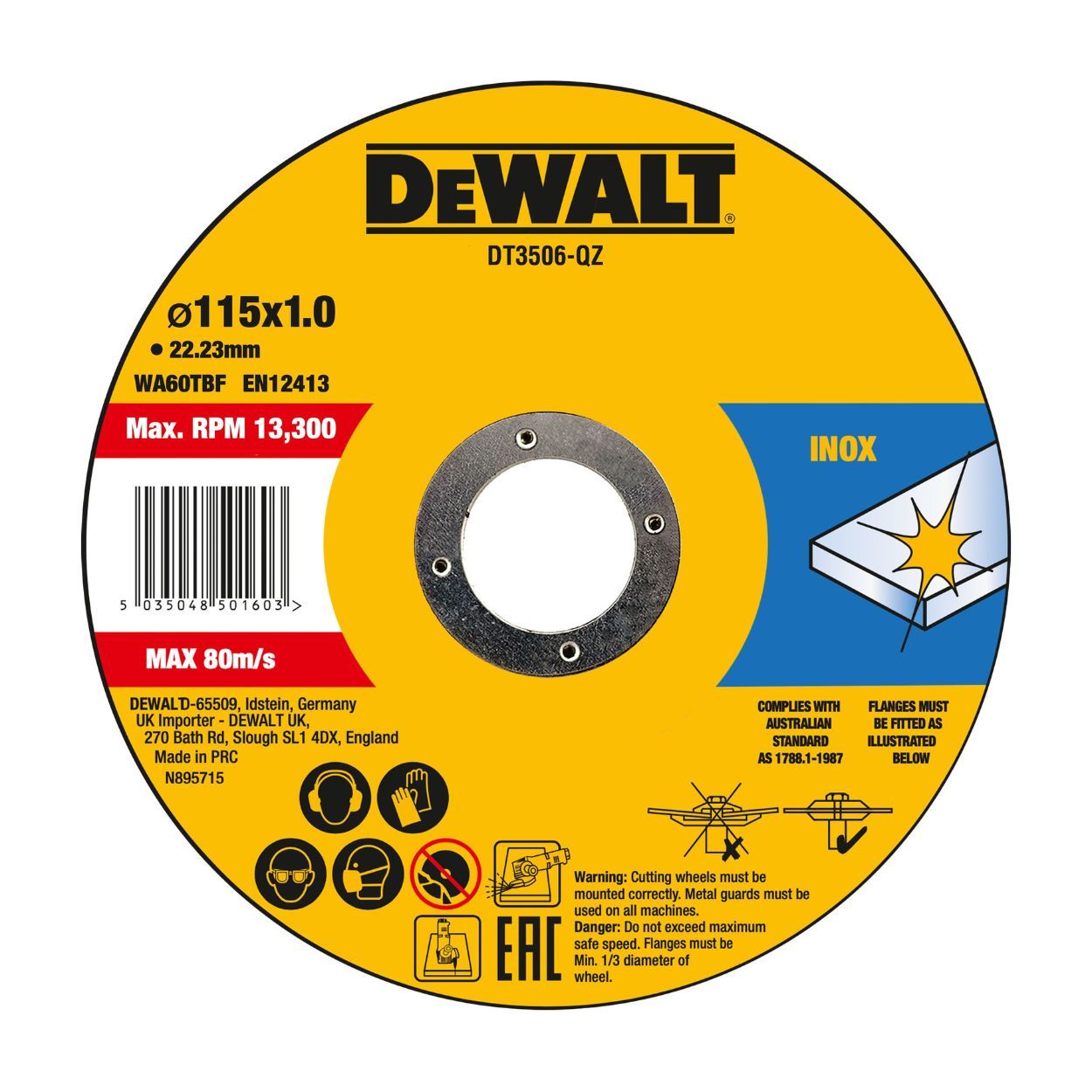 DEWALT 115X1MM CUTDISK 10 TIN