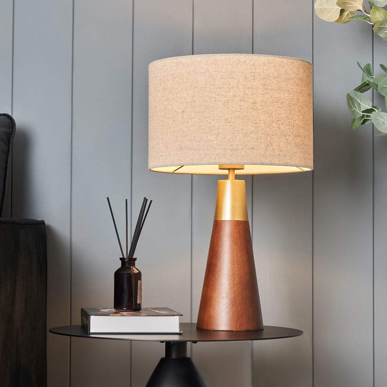 Warden Wood & Brass Table Lamp