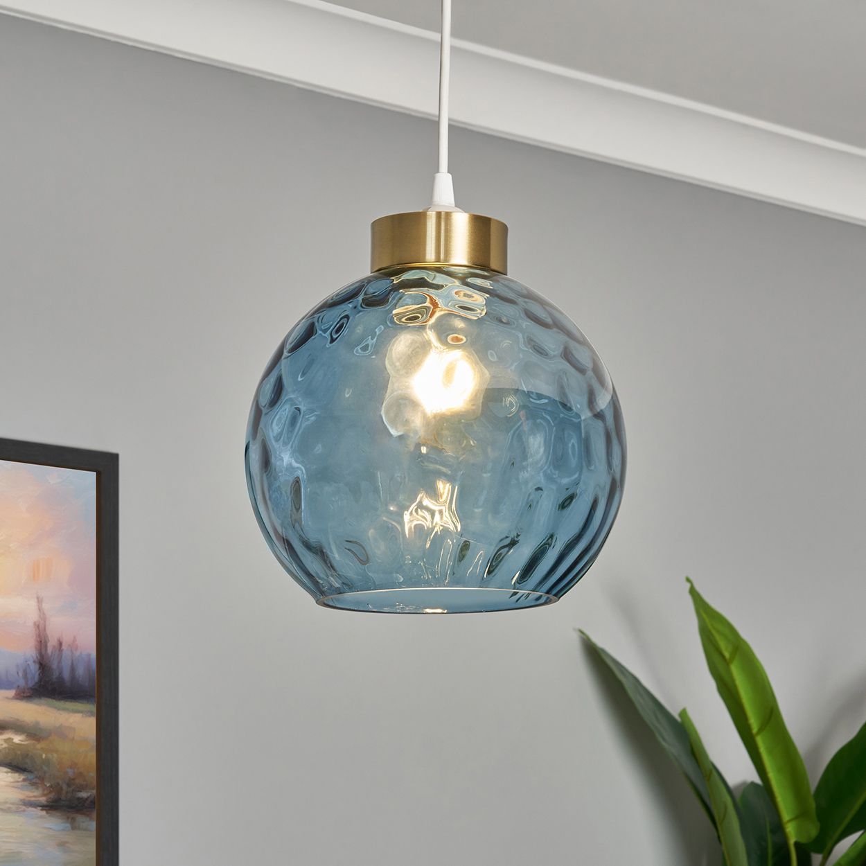 Dimpled Glass Easy Fit Blue