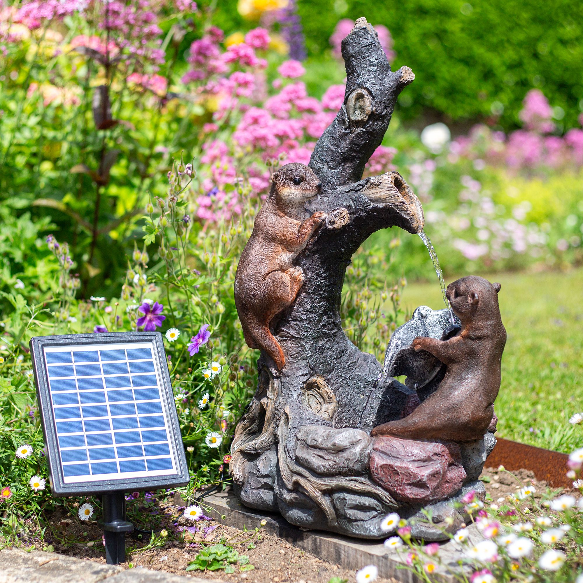 Woodland Otters Solar Water Feature