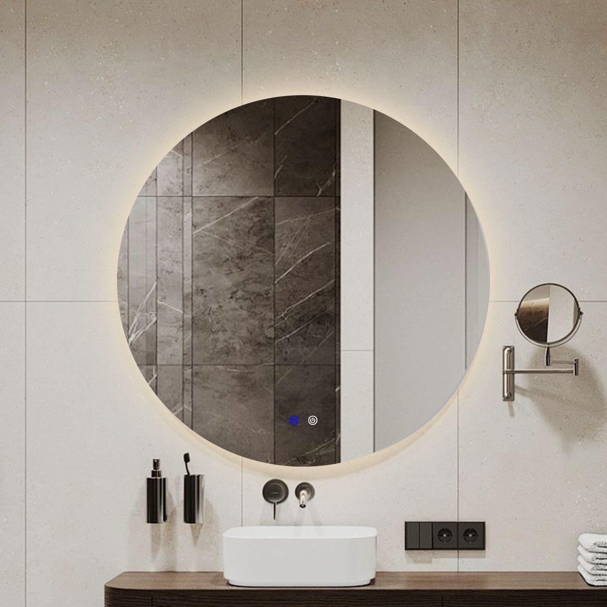 Round LED backlit mirror 70cm