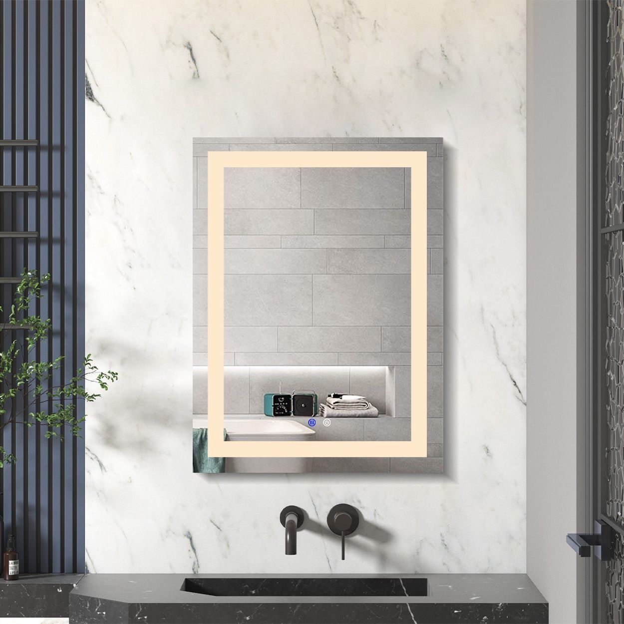 Rectangular shape LED frontlit mirror 60x80cm