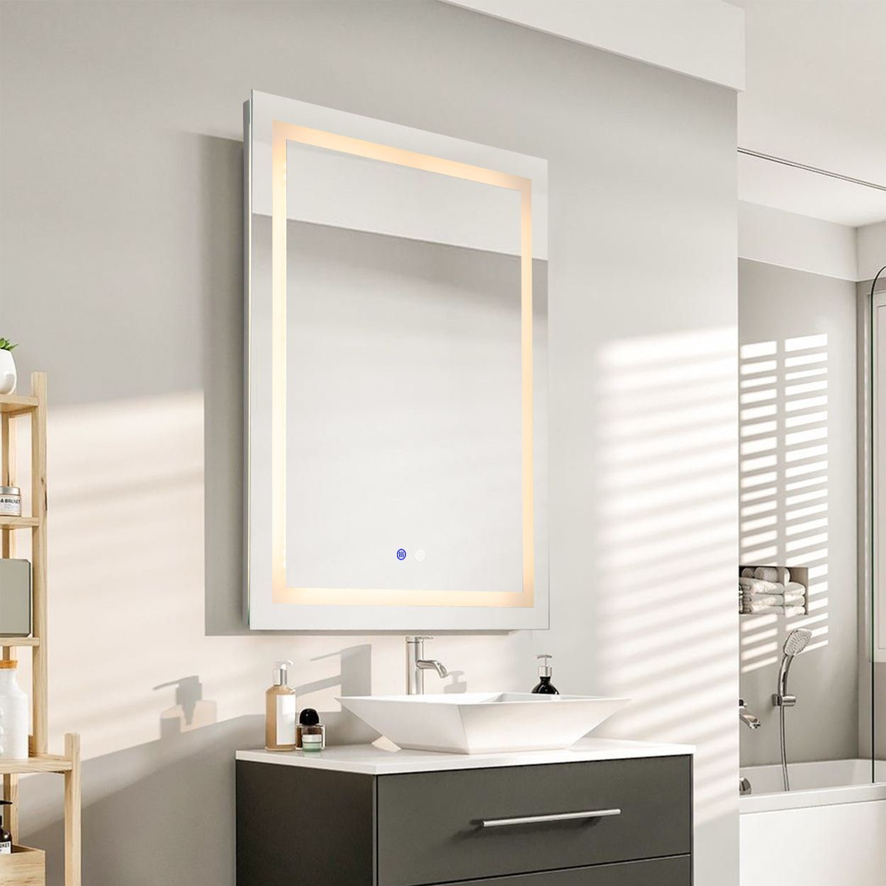 Rectangular shape LED frontlit mirror 60x80cm