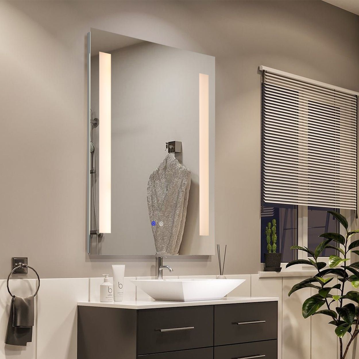 Rectangular shape LED frontlit mirror 60x80cm