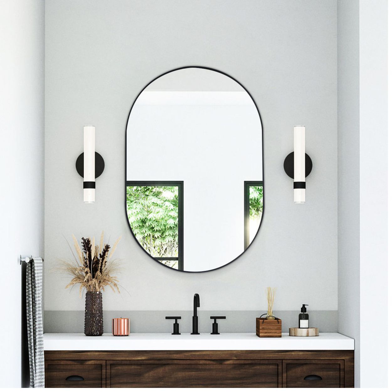 Pill black frame mirror 60x90cm