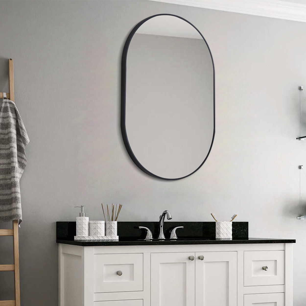 Pill black frame mirror 60x90cm