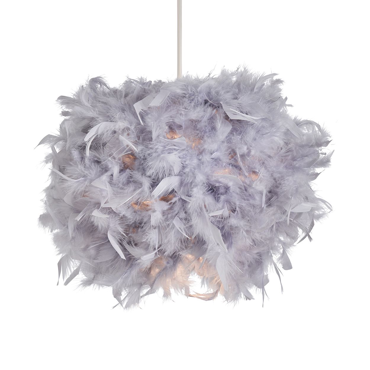 Feather Ball Pendant Grey
