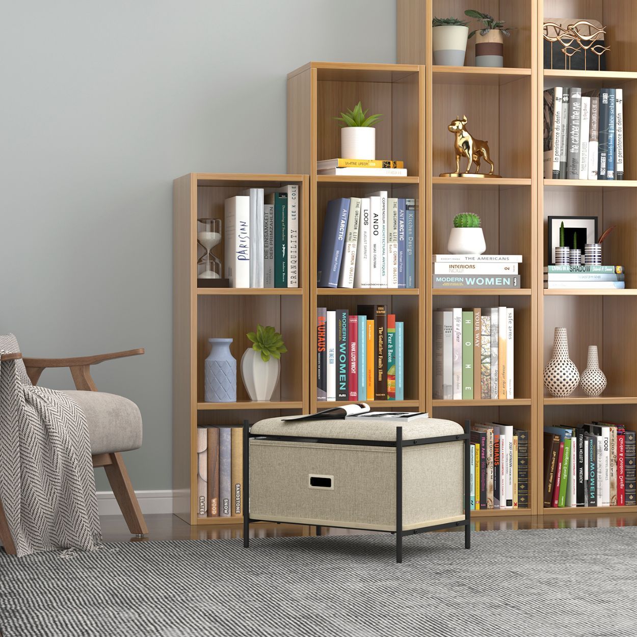 Alba Rectangular Ottoman Beige