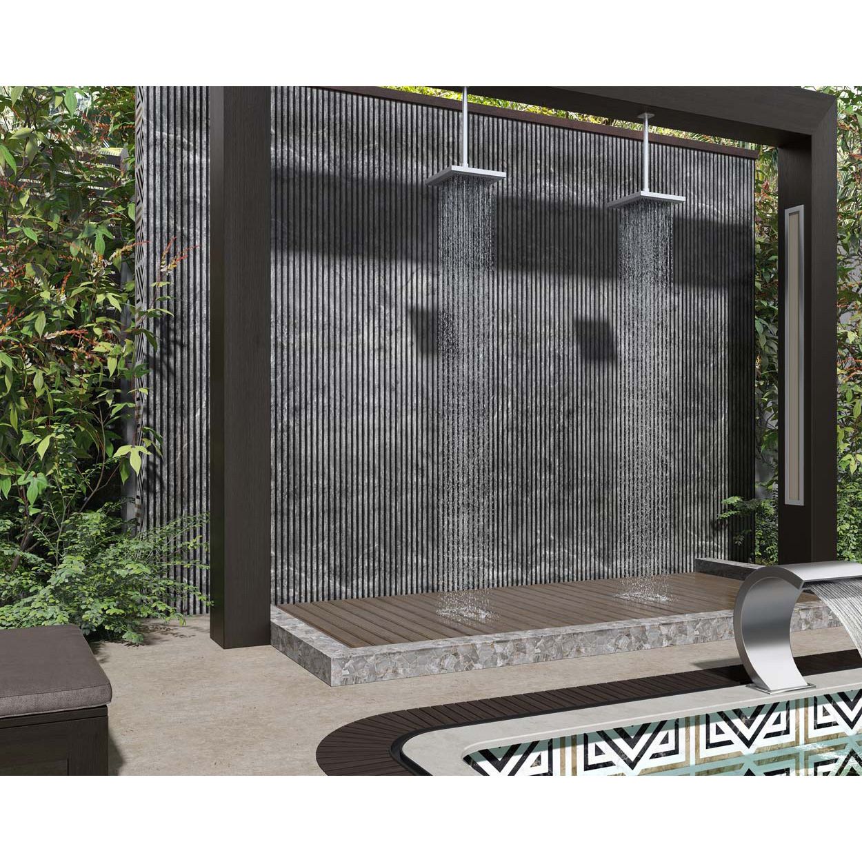 Splashbax Shower Panel Grey Concrete Slat Effect 122X244Cm