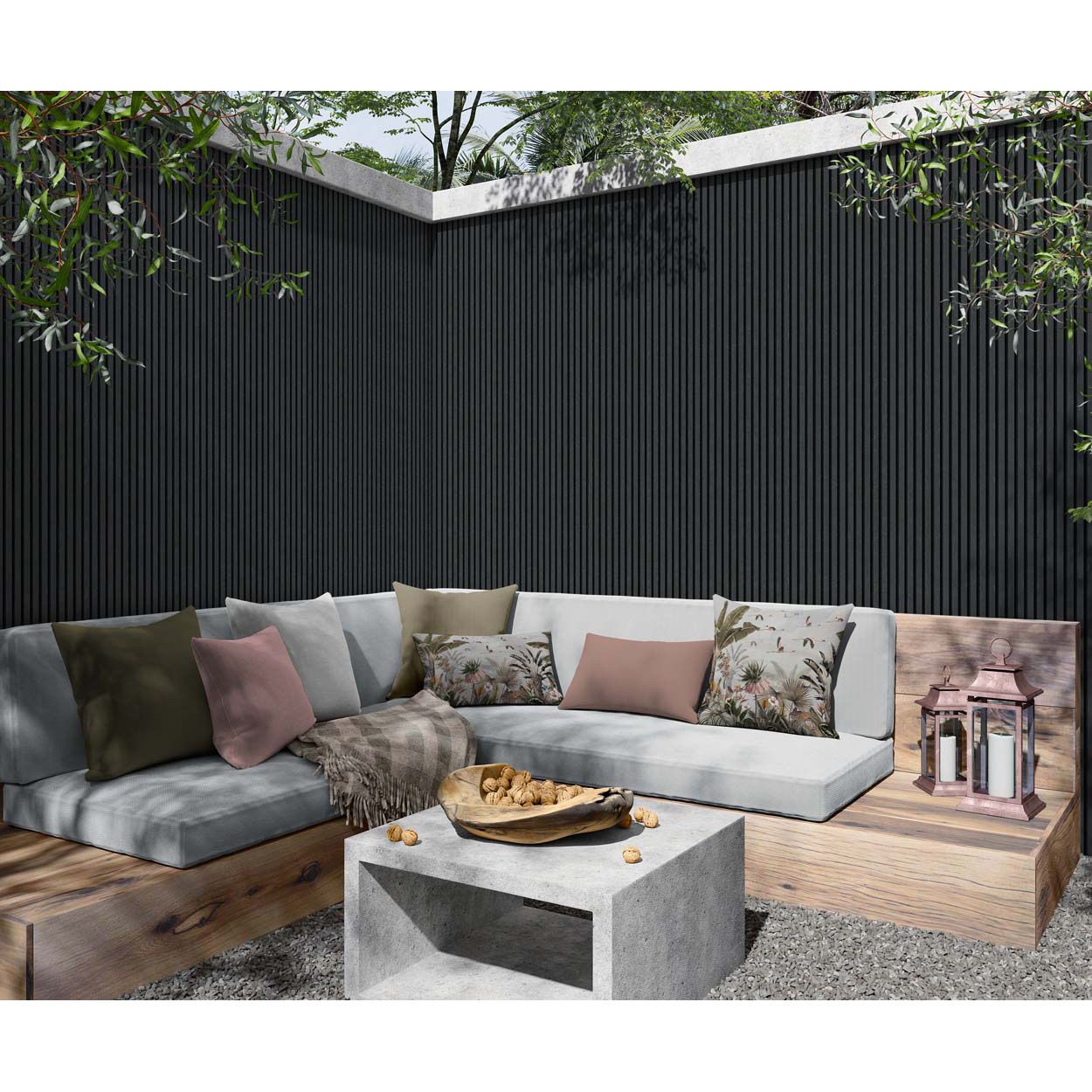 Shower Panel Black Acoustic Slatted 122X244Cm