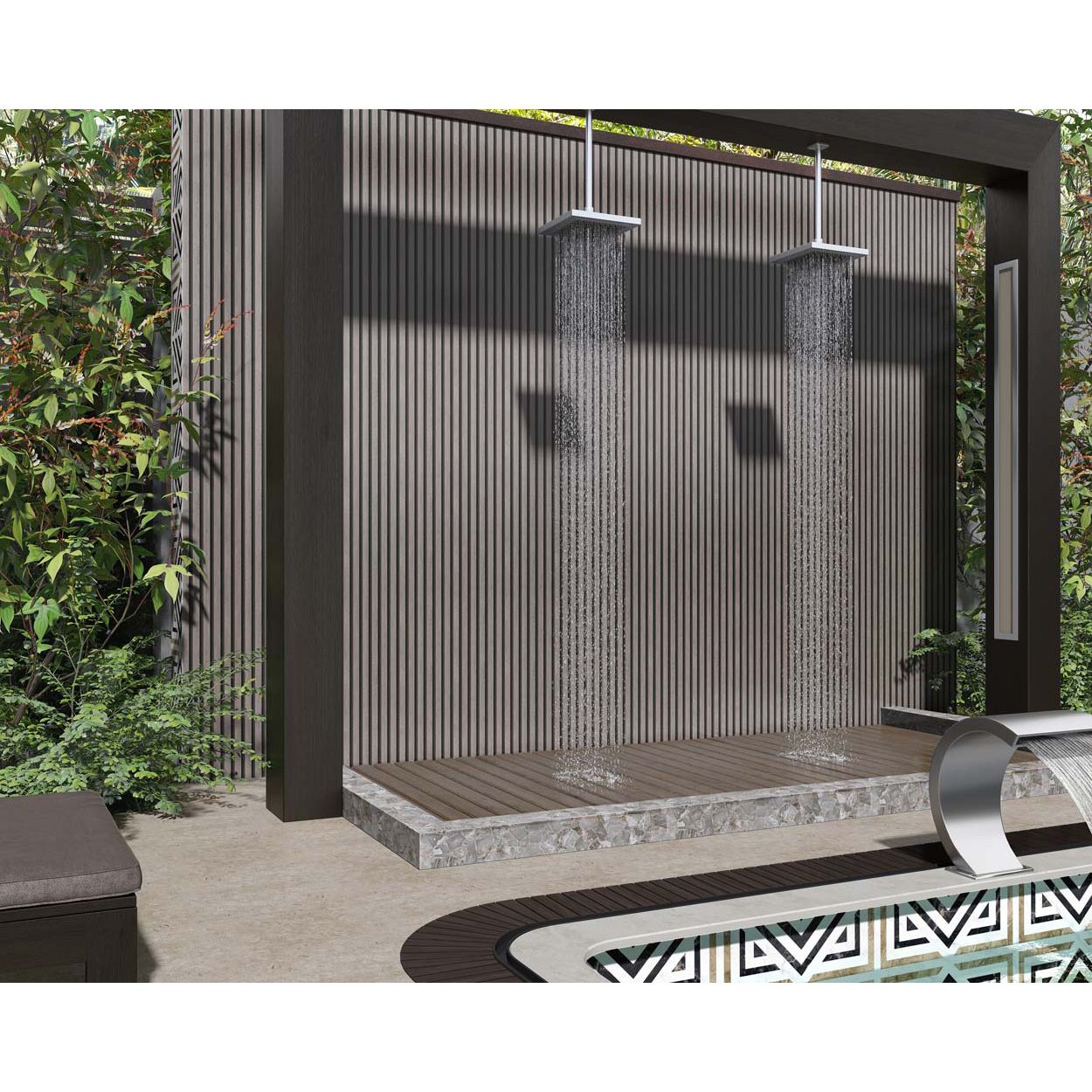 Splashbax Shower Panel Silver Oak Acoustic Slatted 122X244Cm