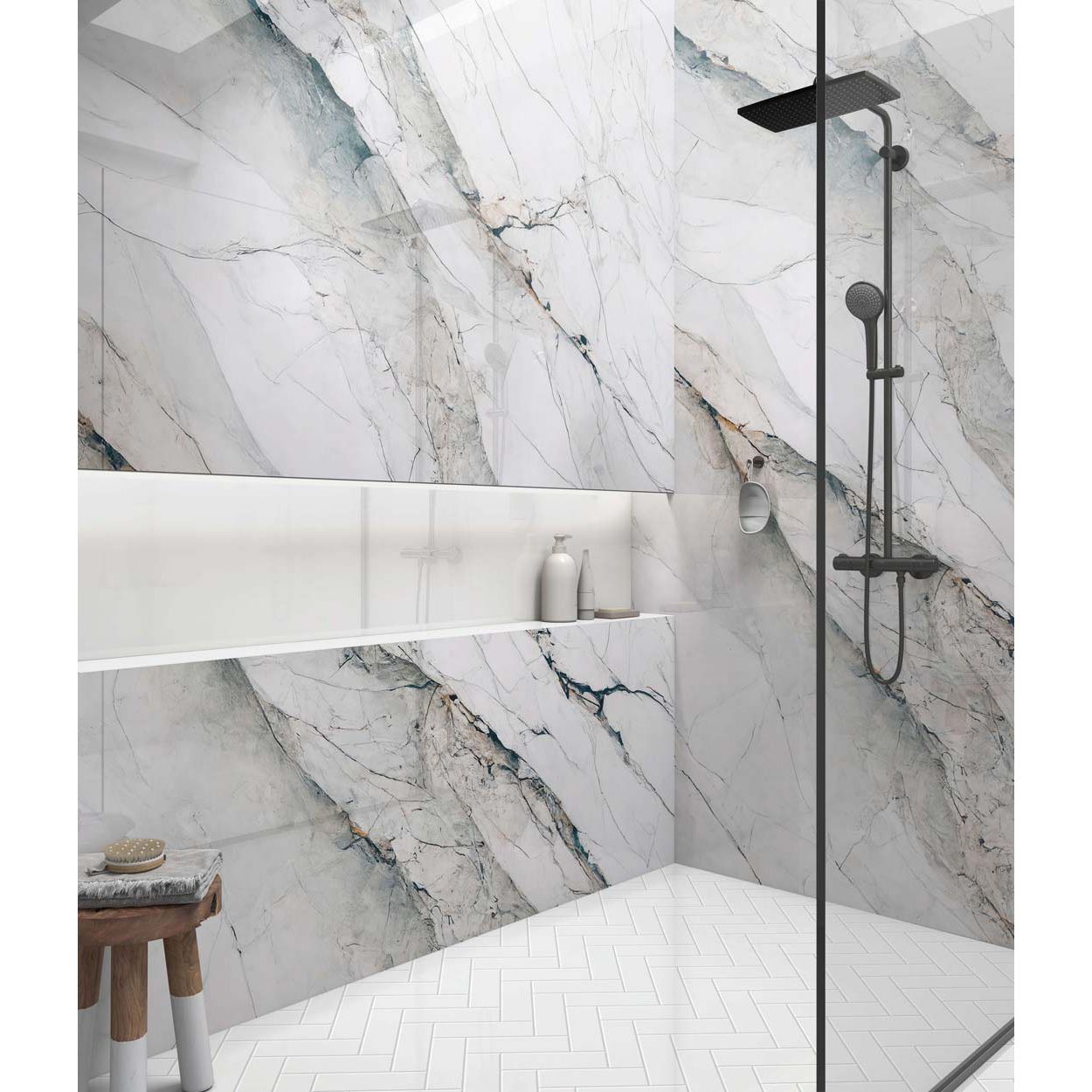 Splashbax Shower Wall Panel Lamura Veined Marble 122X244Cm