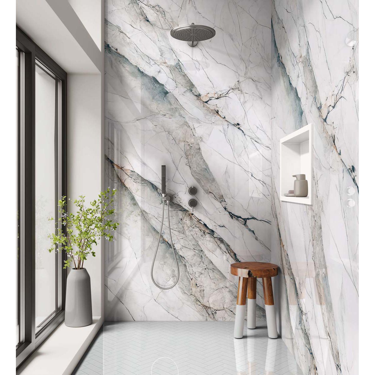 Splashbax Shower Wall Panel Lamura Veined Marble 122X244Cm