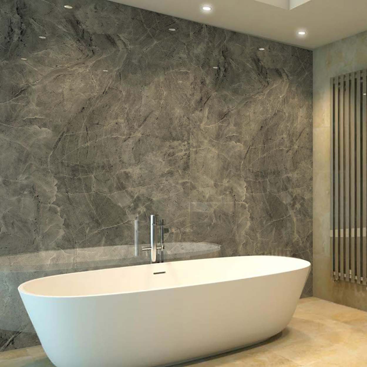 Splashbax Shower Wall Panel Grey Stone Marble 122X244Cm