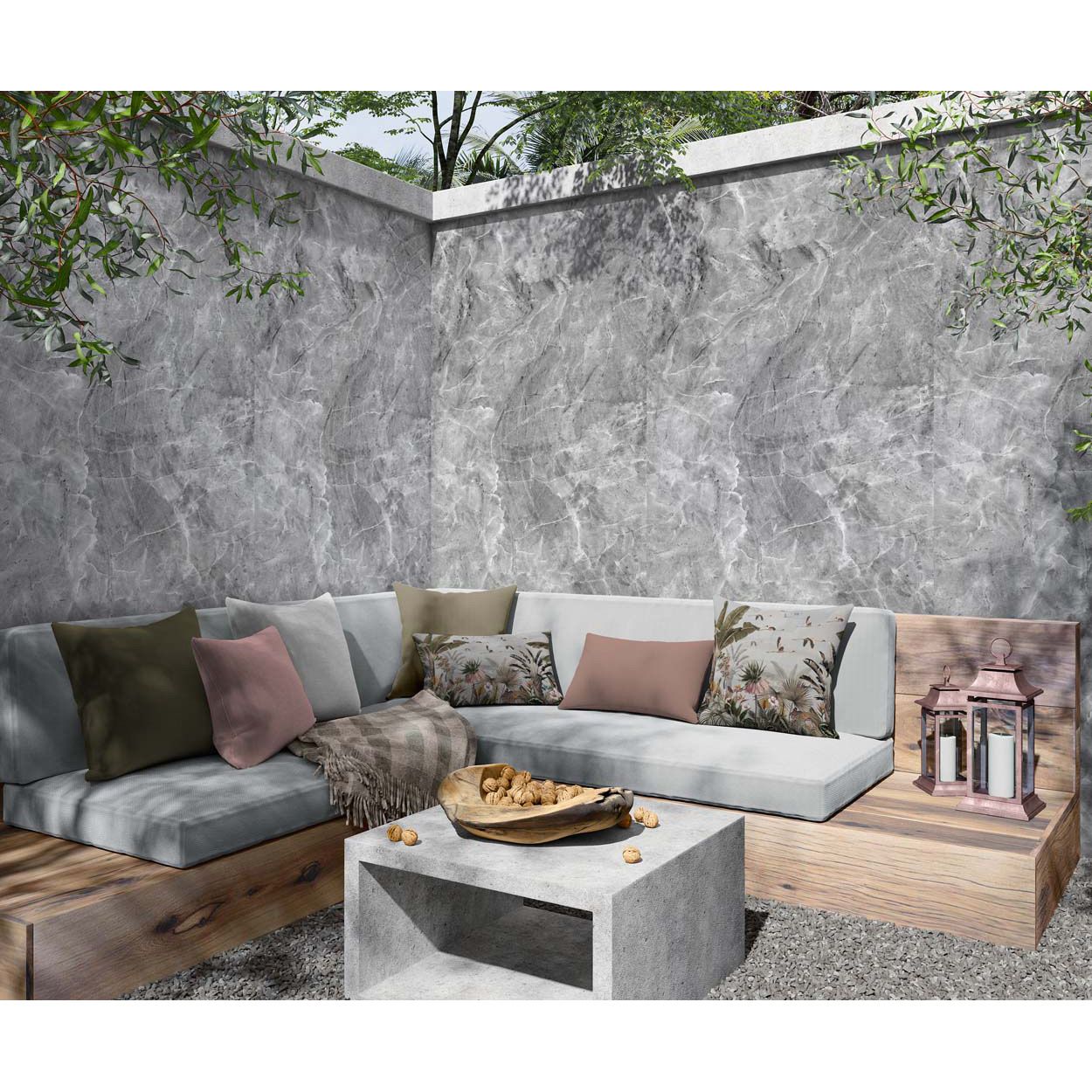 Splashbax Shower Wall Panel Grey Stone Marble 122X244Cm