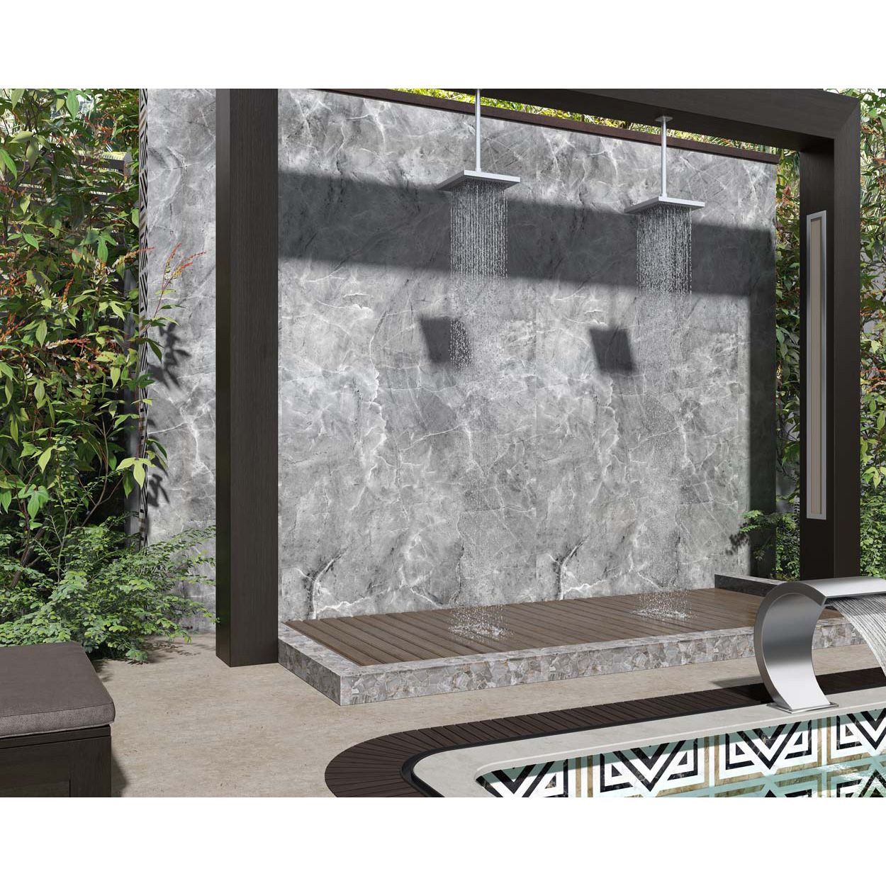 Splashbax Shower Wall Panel Grey Stone Marble 122X244Cm