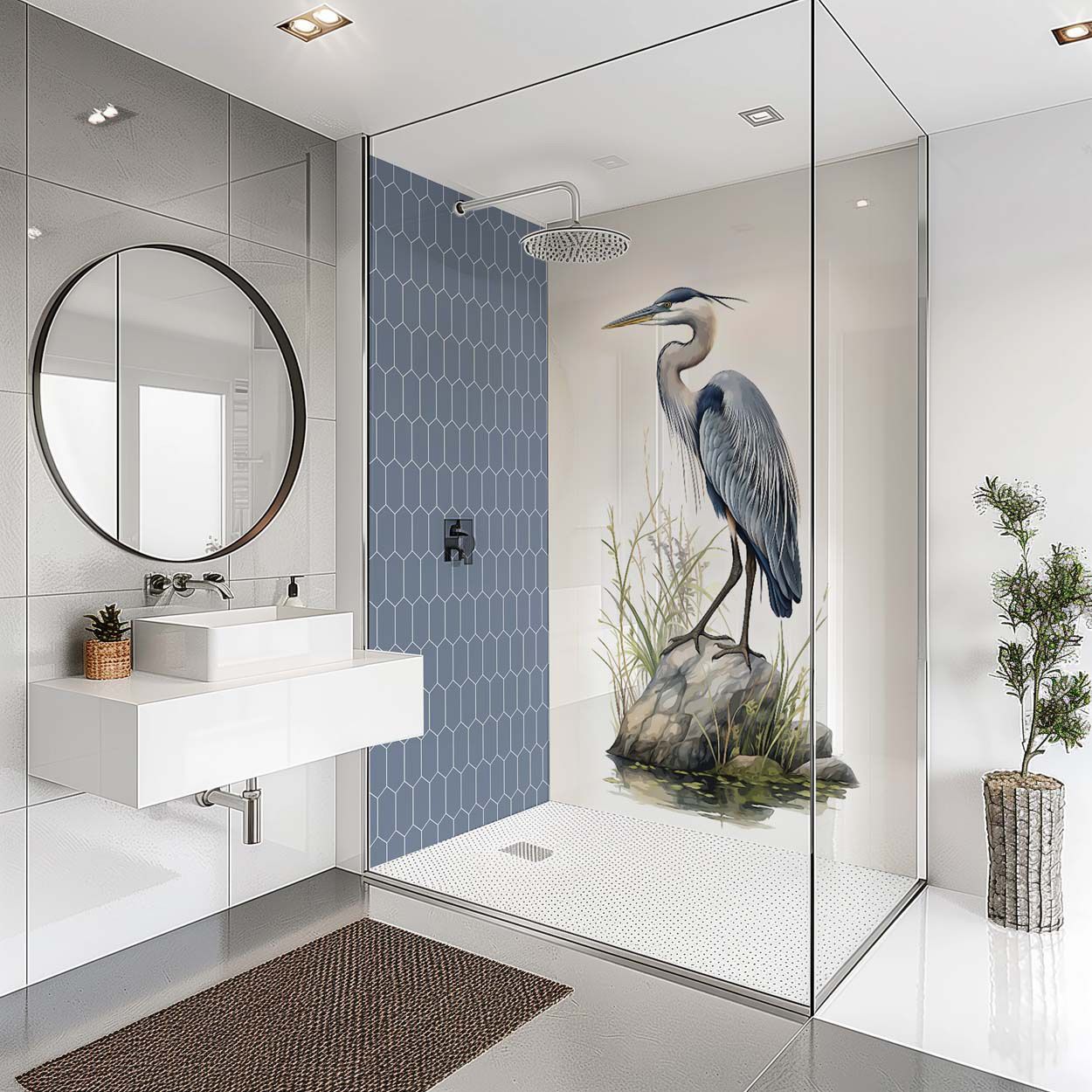 Splashbax Shower Panel Elongated Hexagon Onyx Blue 122X244Cm