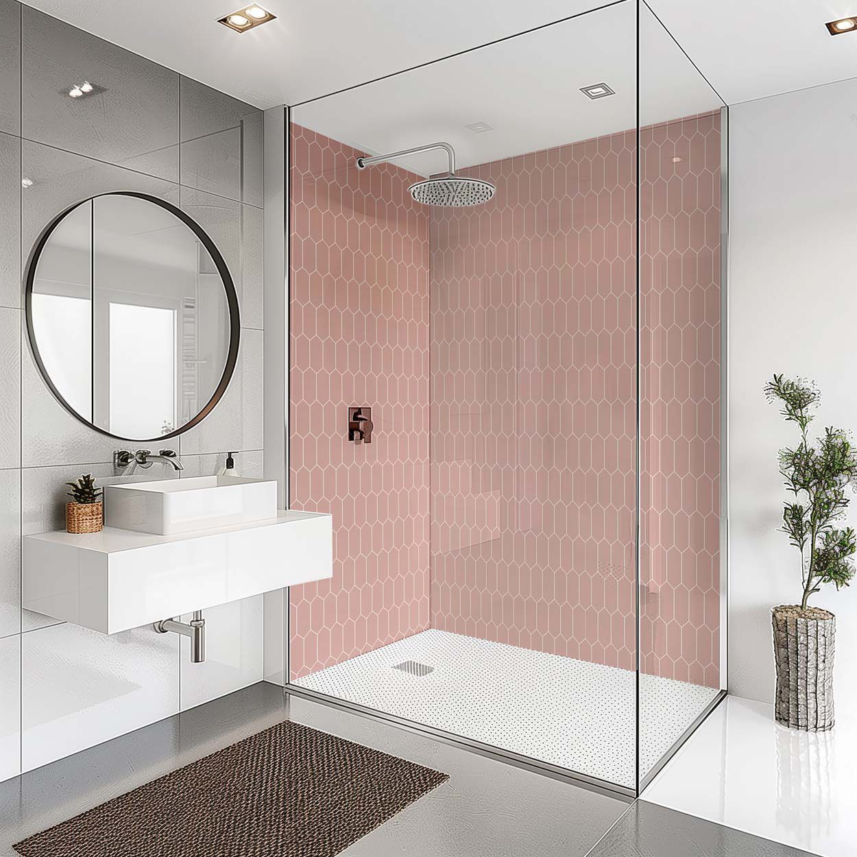 Splashbax Shower Wall Panel Elongated Hexagon Pink 122X244Cm