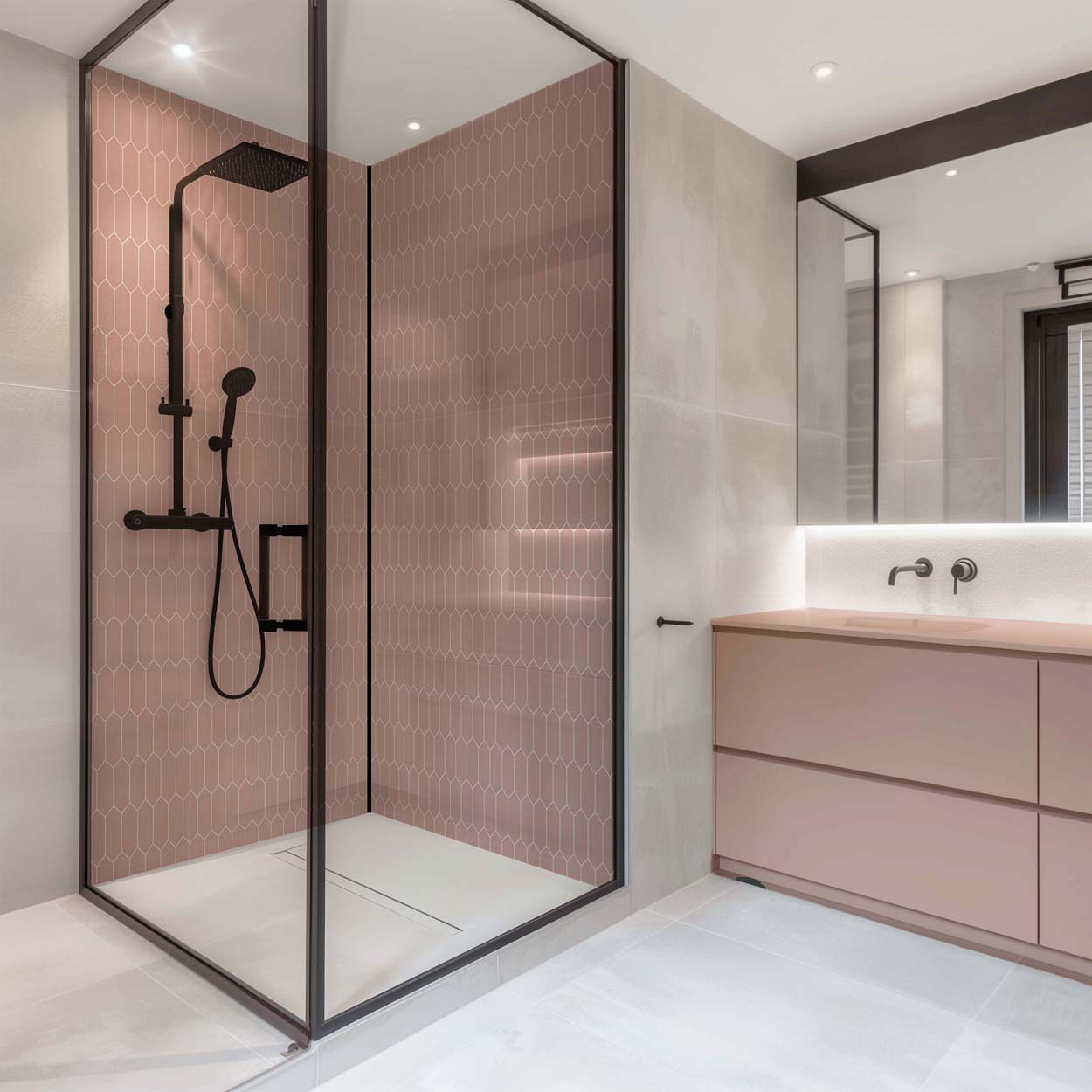 Splashbax Shower Wall Panel Elongated Hexagon Pink 122X244Cm