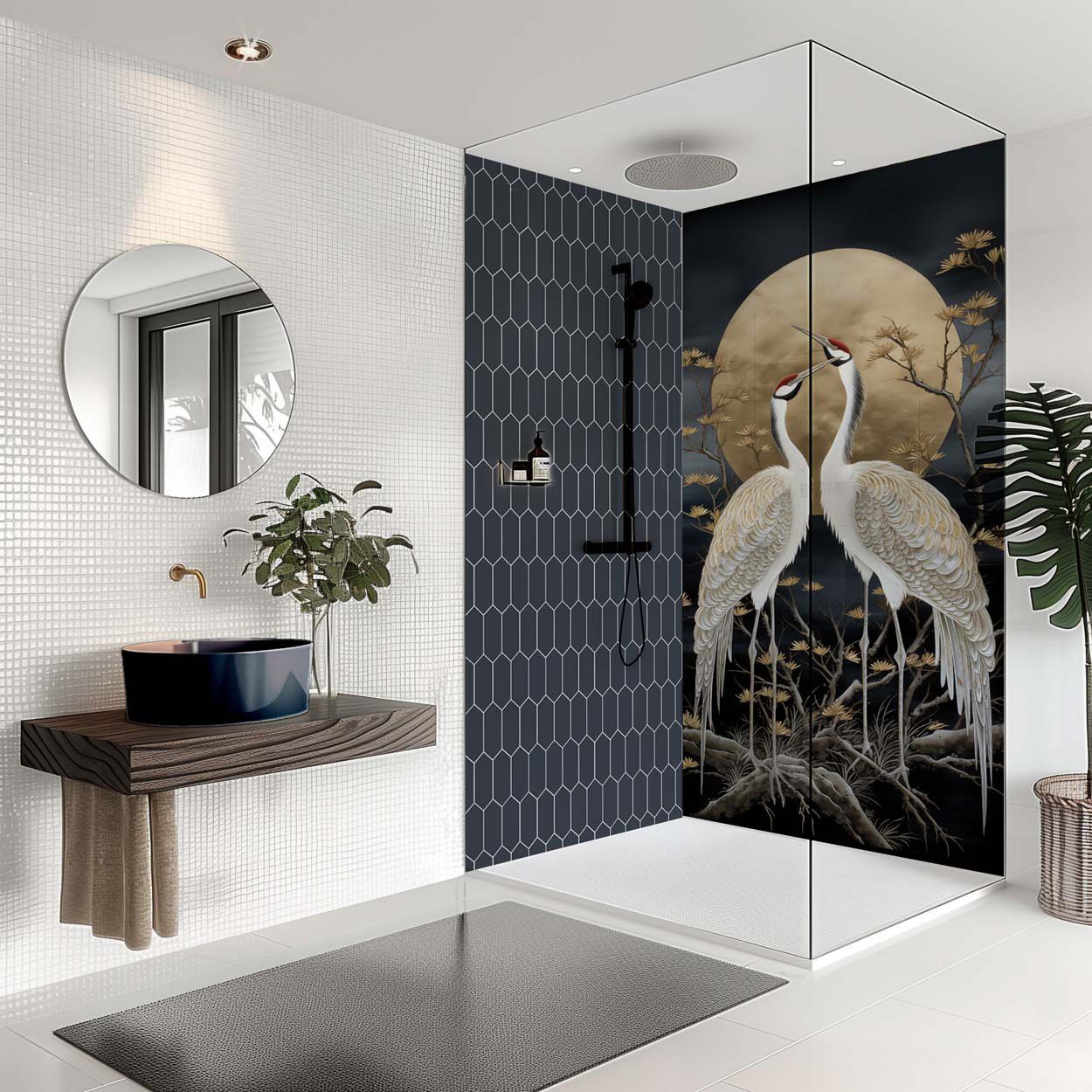 Splashbax Shower Panel Elongated Hex Oxford Blue 122X244Cm