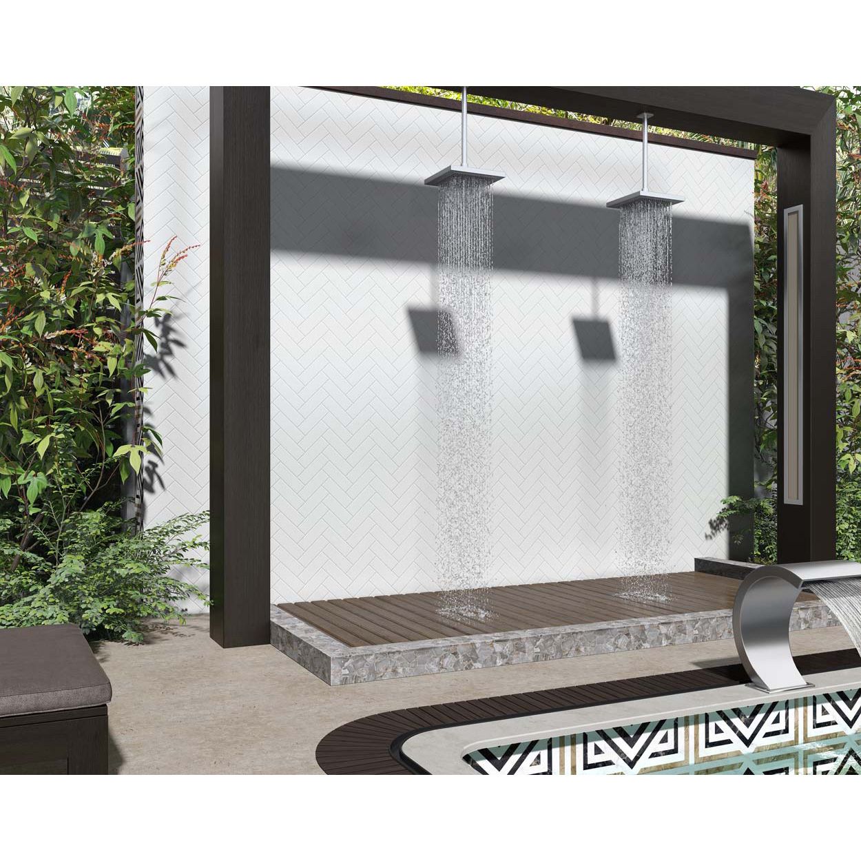 Splashbax Shower Panel Herringbone Tiles White 122X244Cm