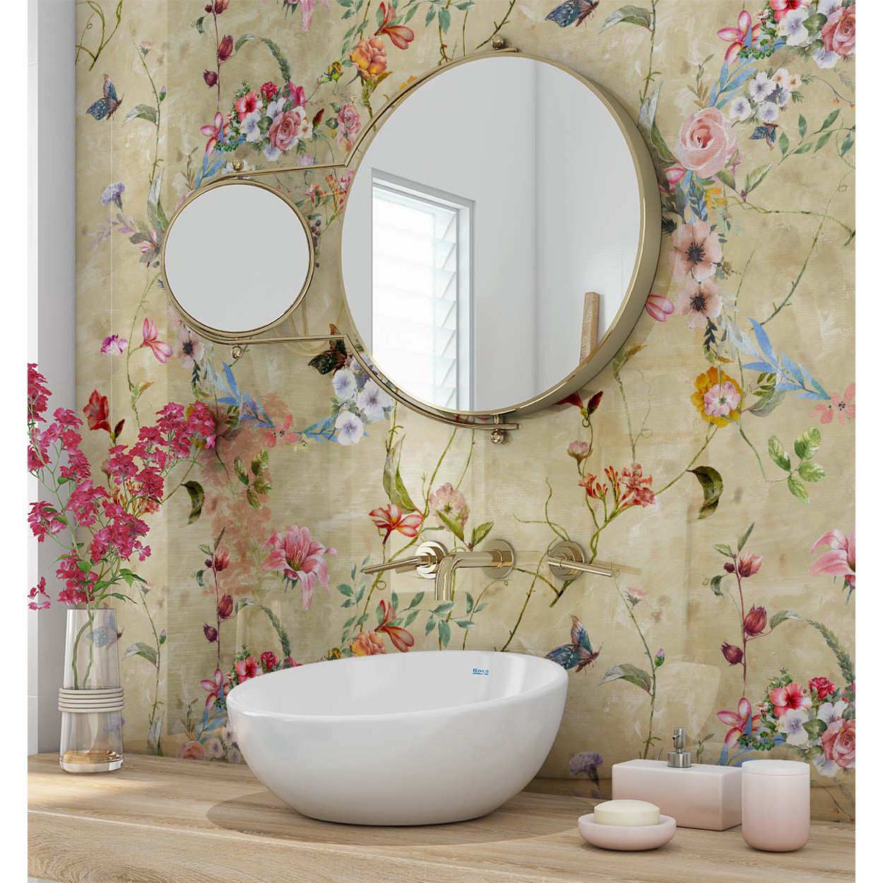 Splashbax Shower Panel Botanical Watercolour Sand 122X244Cm