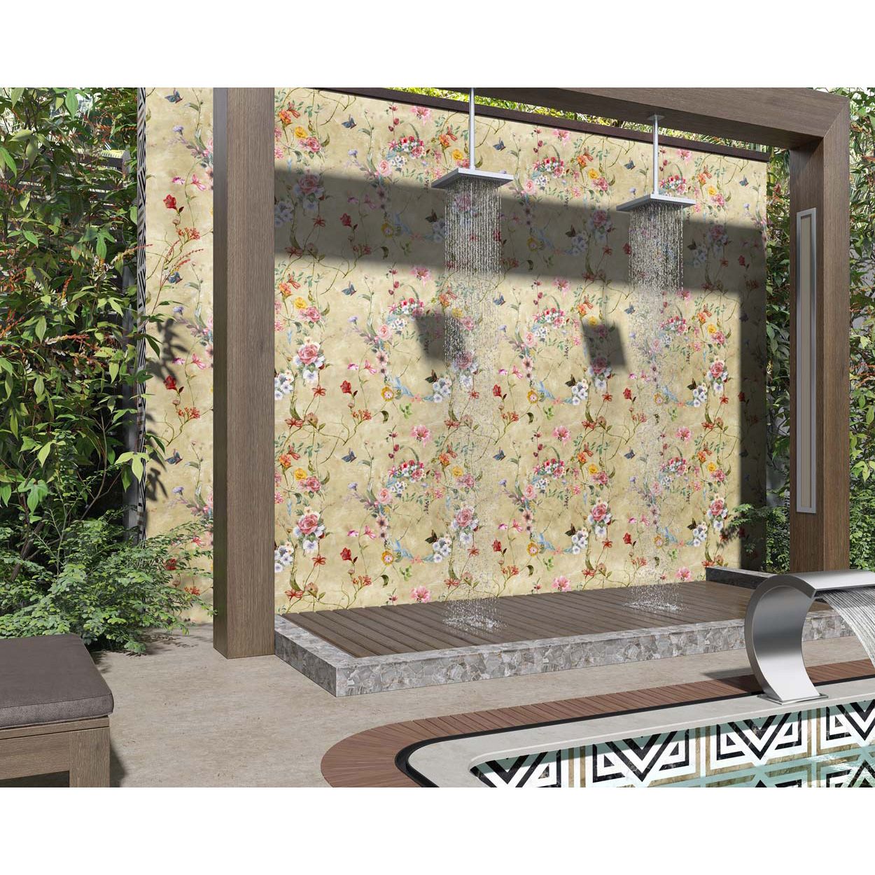 Splashbax Shower Panel Botanical Watercolour Sand 122X244Cm