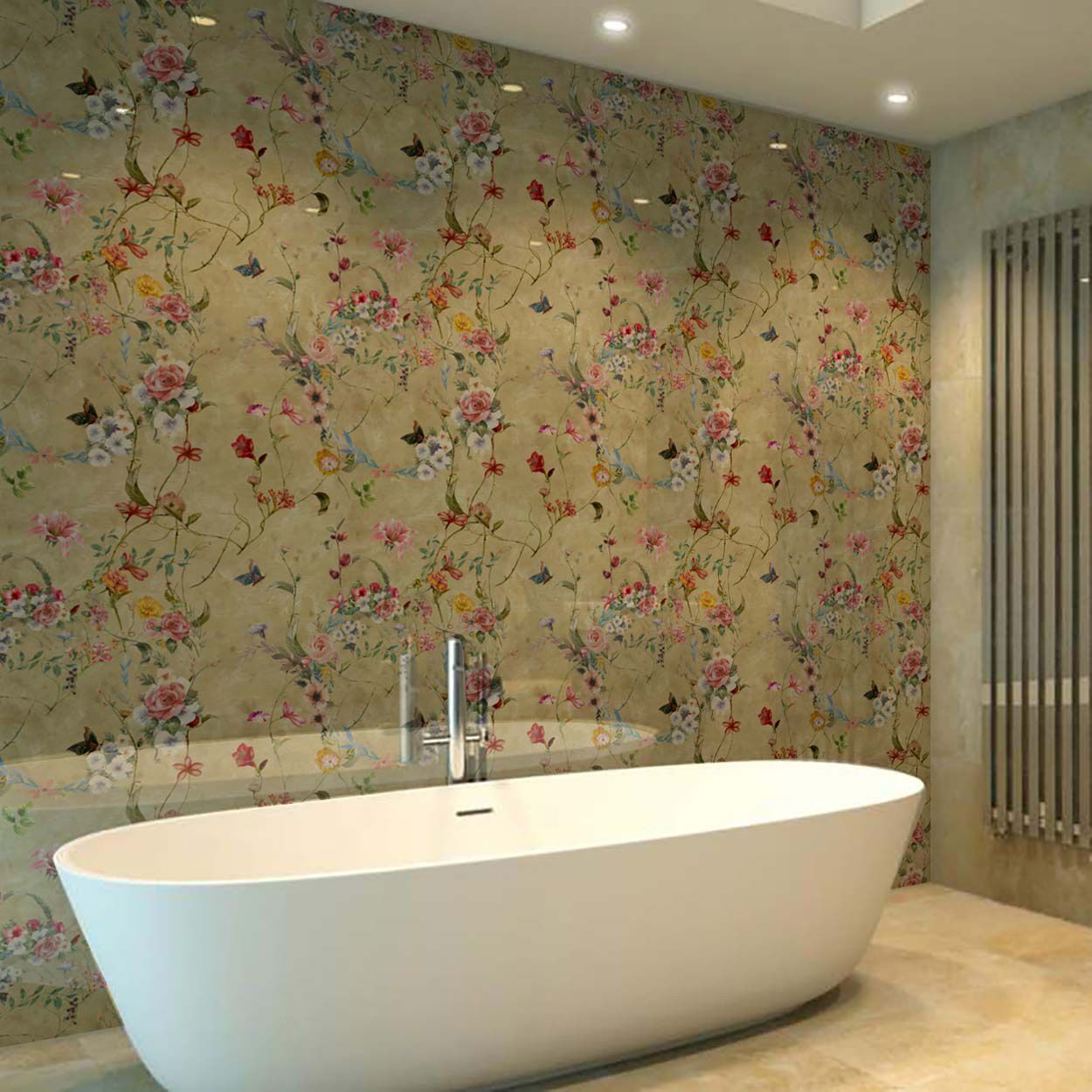 Splashbax Shower Panel Botanical Watercolour Sand 122X244Cm