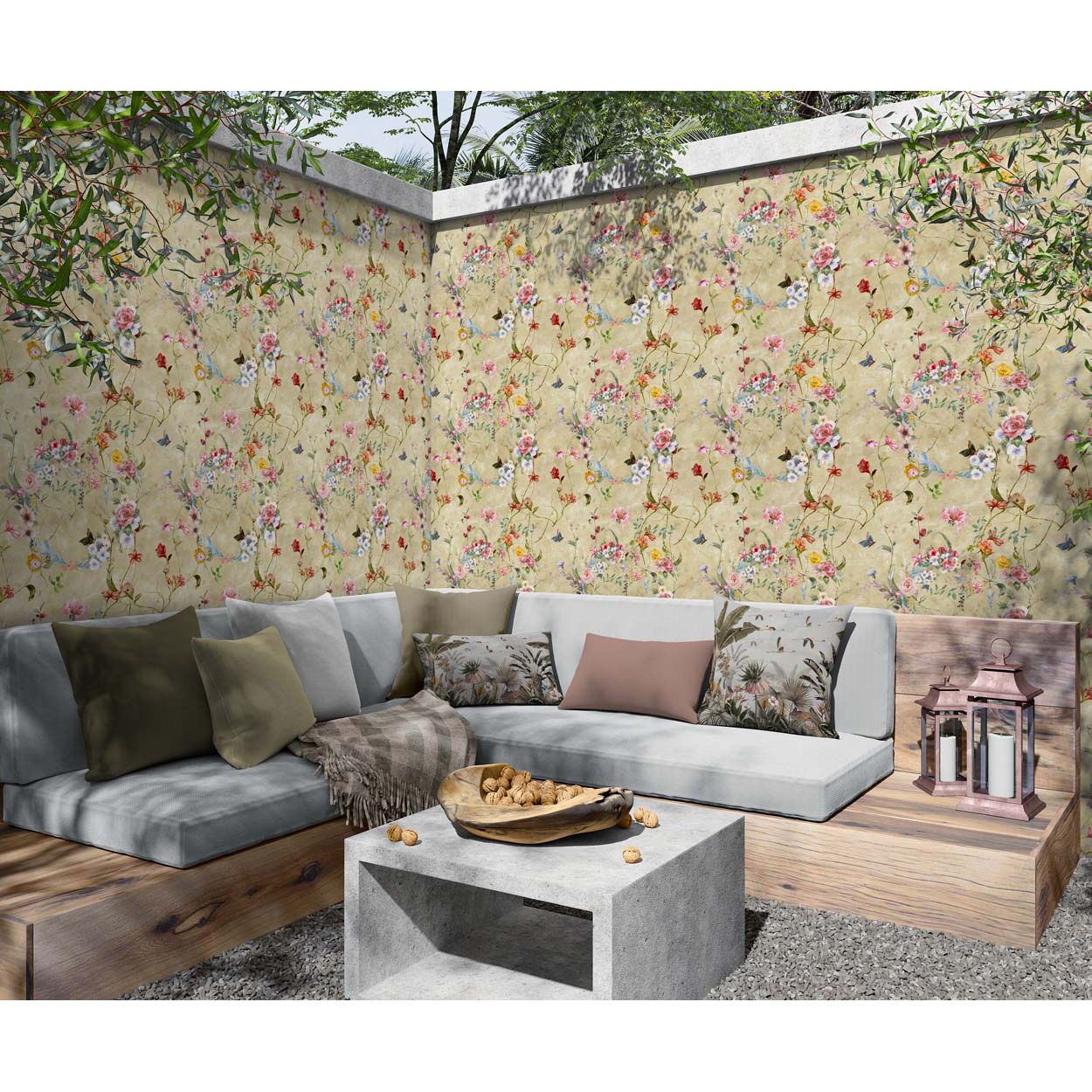 Splashbax Shower Panel Botanical Watercolour Sand 122X244Cm