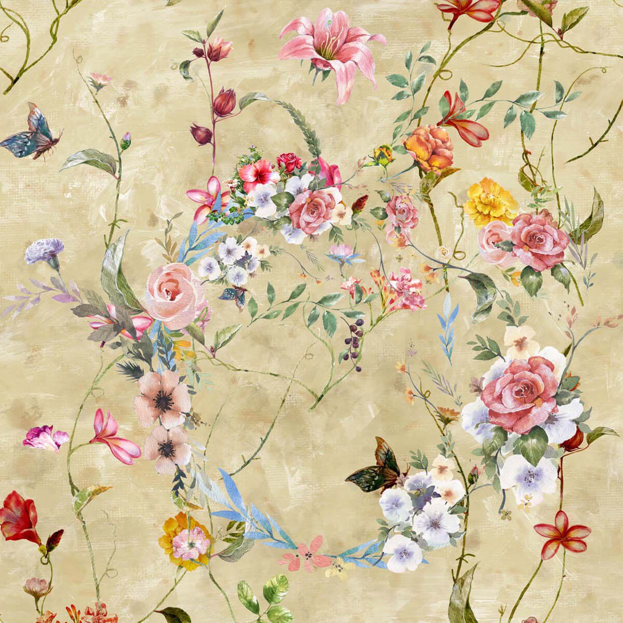 Splashbax Shower Panel Botanical Watercolour Sand 122X244Cm