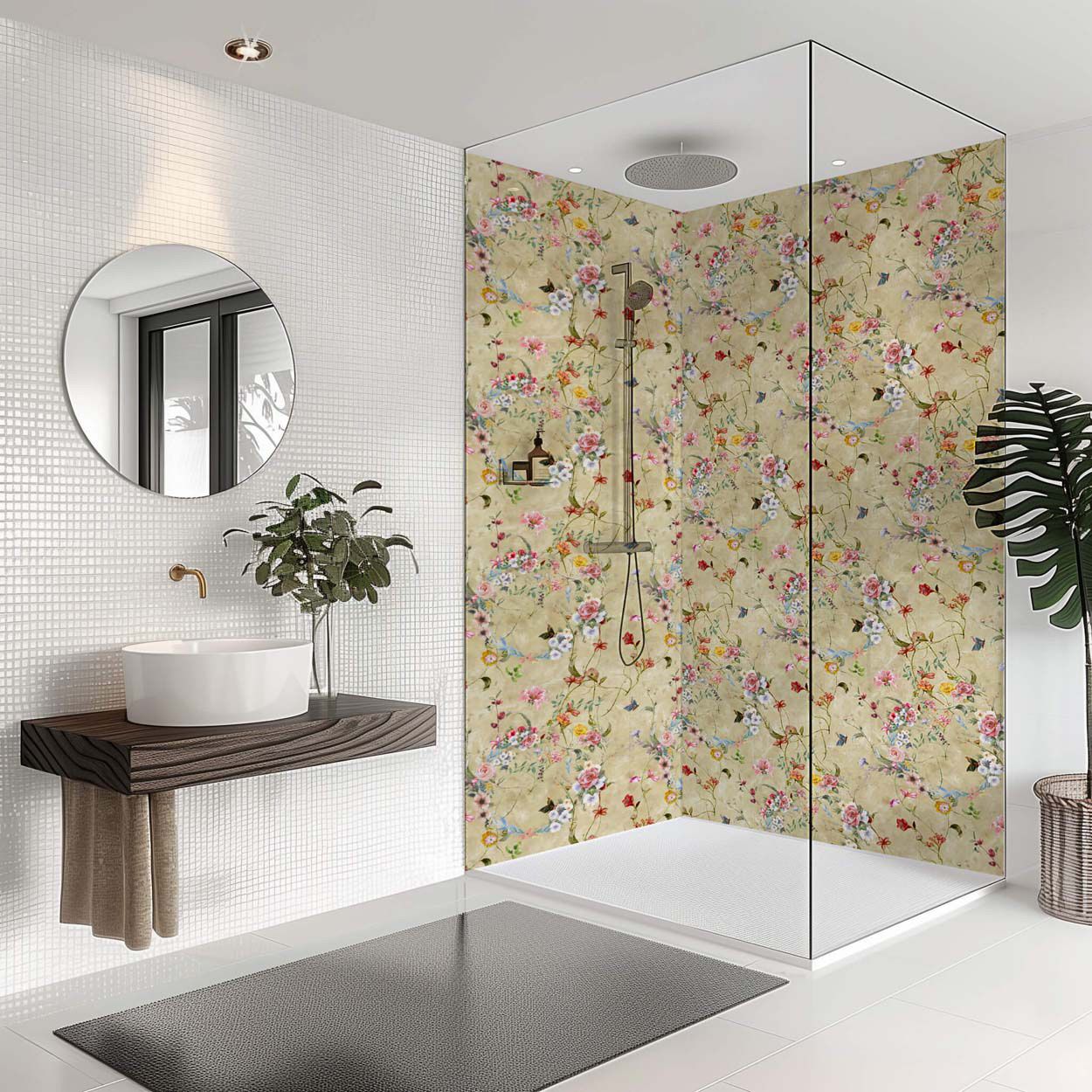 Splashbax Shower Panel Botanical Watercolour Sand 122X244Cm