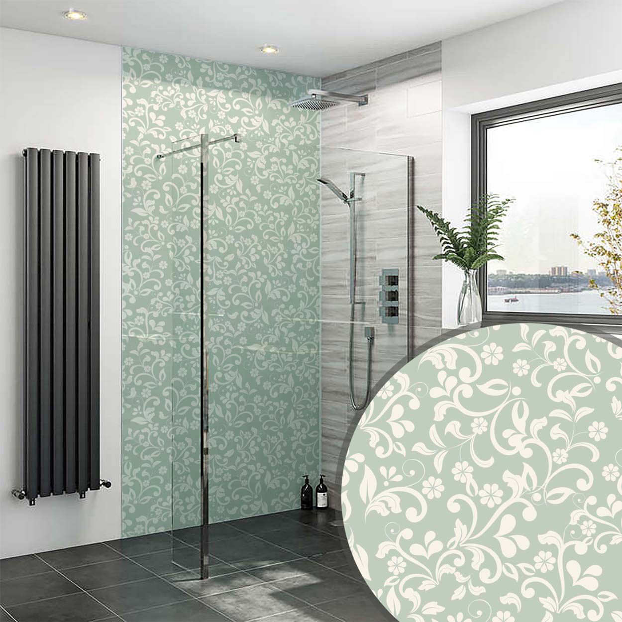 Splashbax Shower Panel Olive Wild Floral 122X244Cm