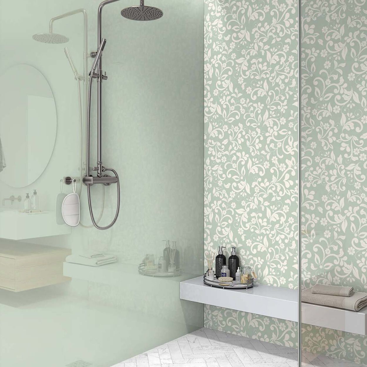 Splashbax Shower Panel Olive Wild Floral 122X244Cm