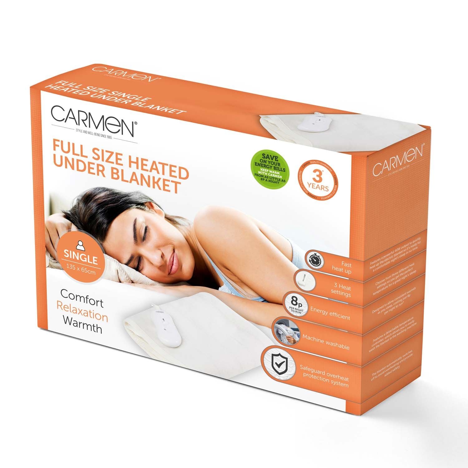 Full Size Single Heated Blanket with Overheat Protection