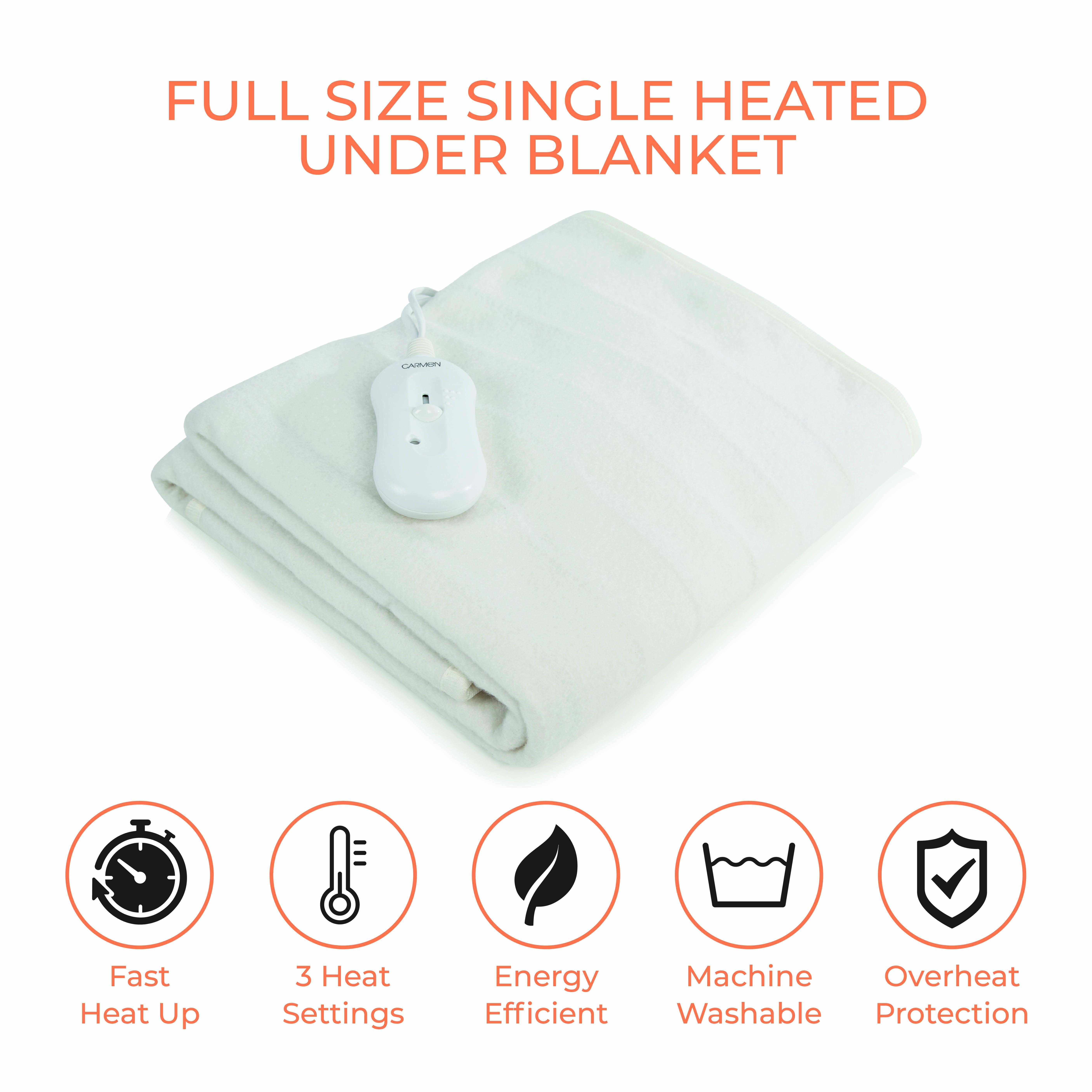 Full Size Single Heated Blanket with Overheat Protection