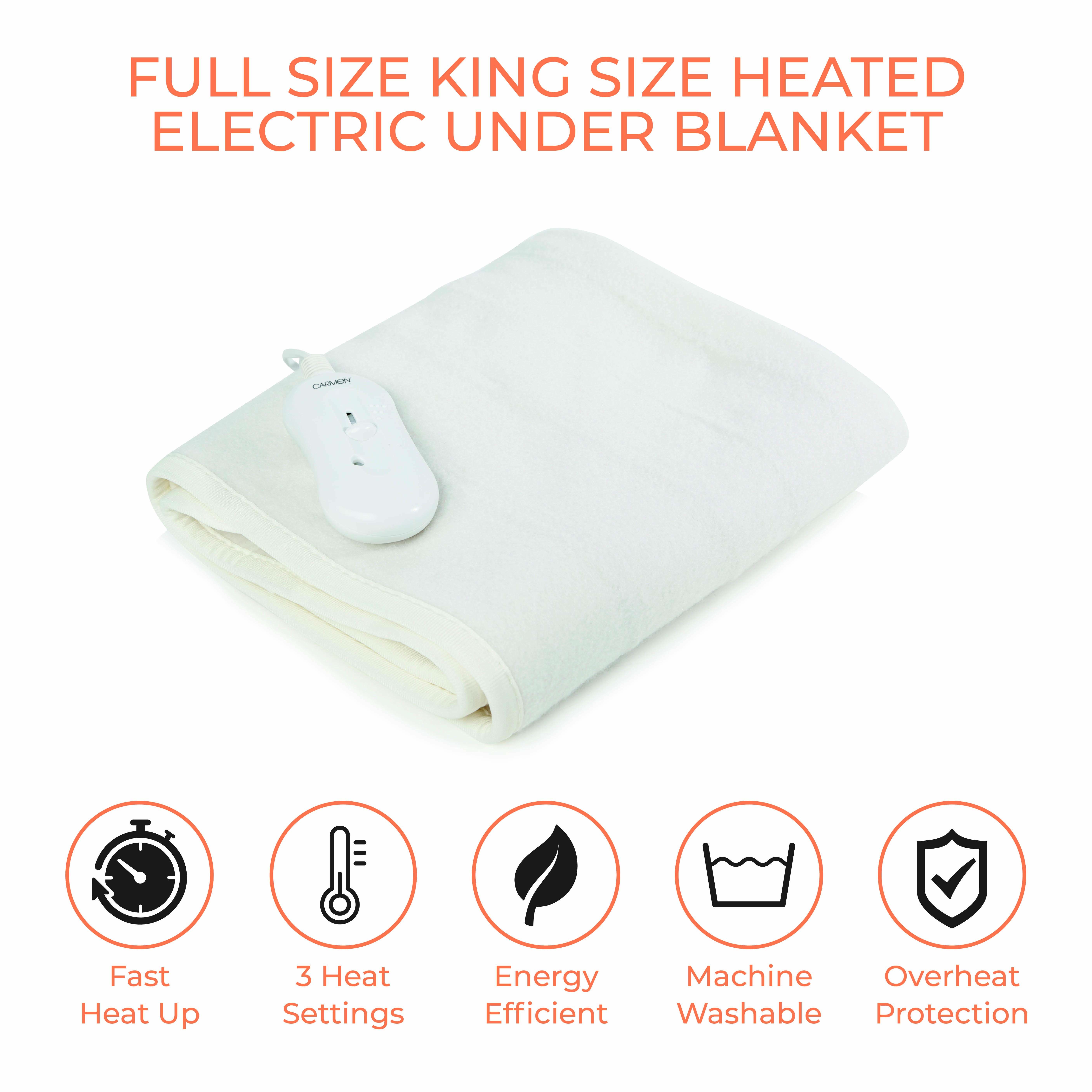 Full Size Kingsize Heated Under Blanket White