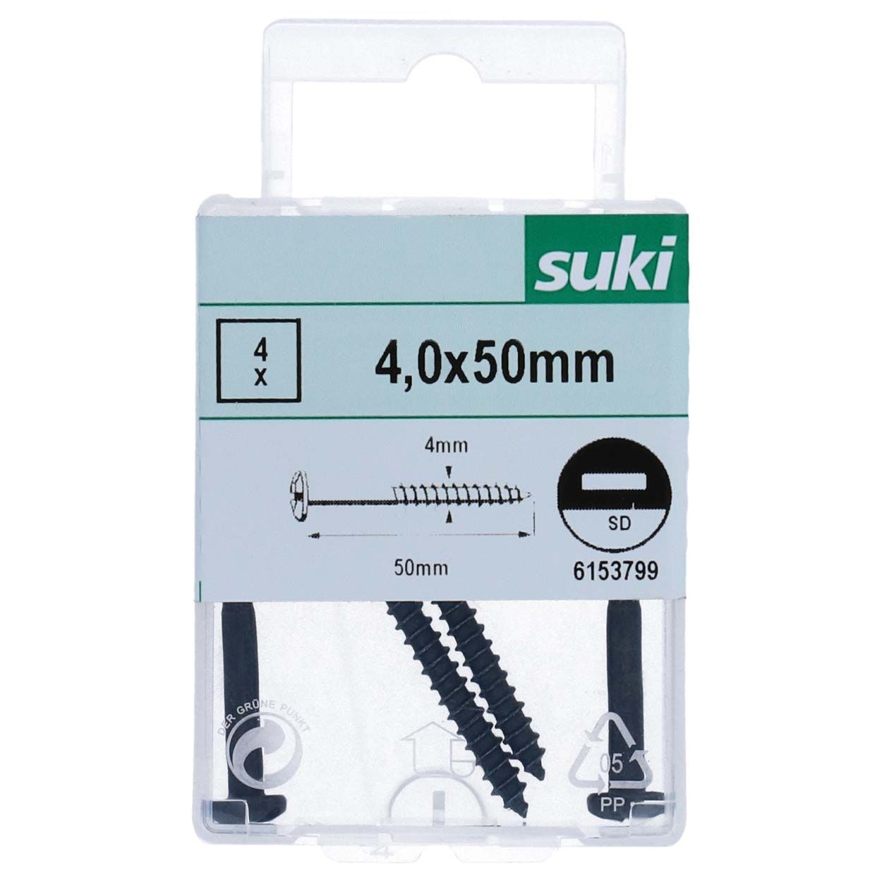 Suki Wood Screw Black 4X50Mm - 4Pk