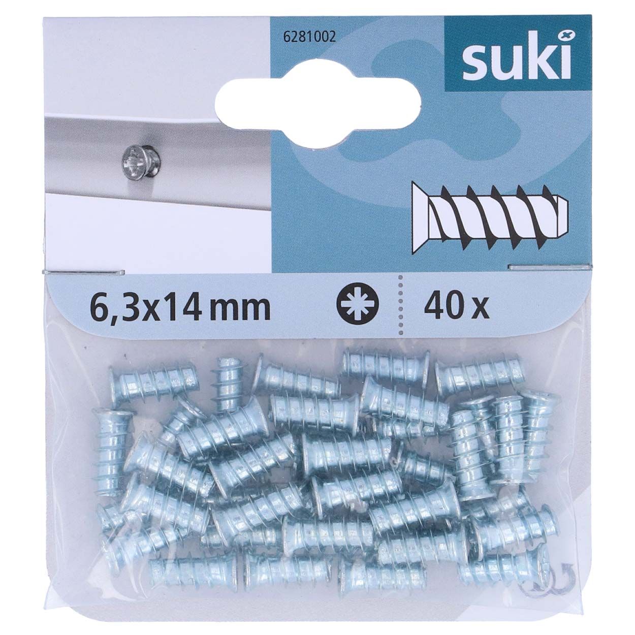 Suki Euroscrew Zinc Plate 6.3X14Mm - 40Pk