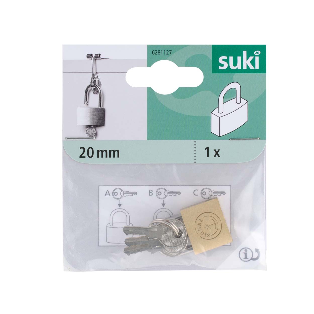 Suki Pad Lock Brass 20Mm